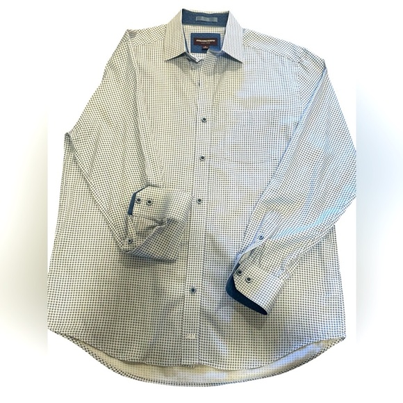 Johnston & Murphy Blue Microprint Long Sleeve Button Down Shirt Men’s Size Large - Picture 1 of 8